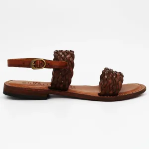 Women's woven sandal in calf leather cuoio (1040)