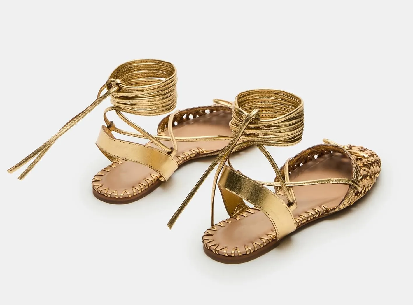 Woven Ballet Flats for Women Lace Up Closed Square Toe Summer Flats Shoes