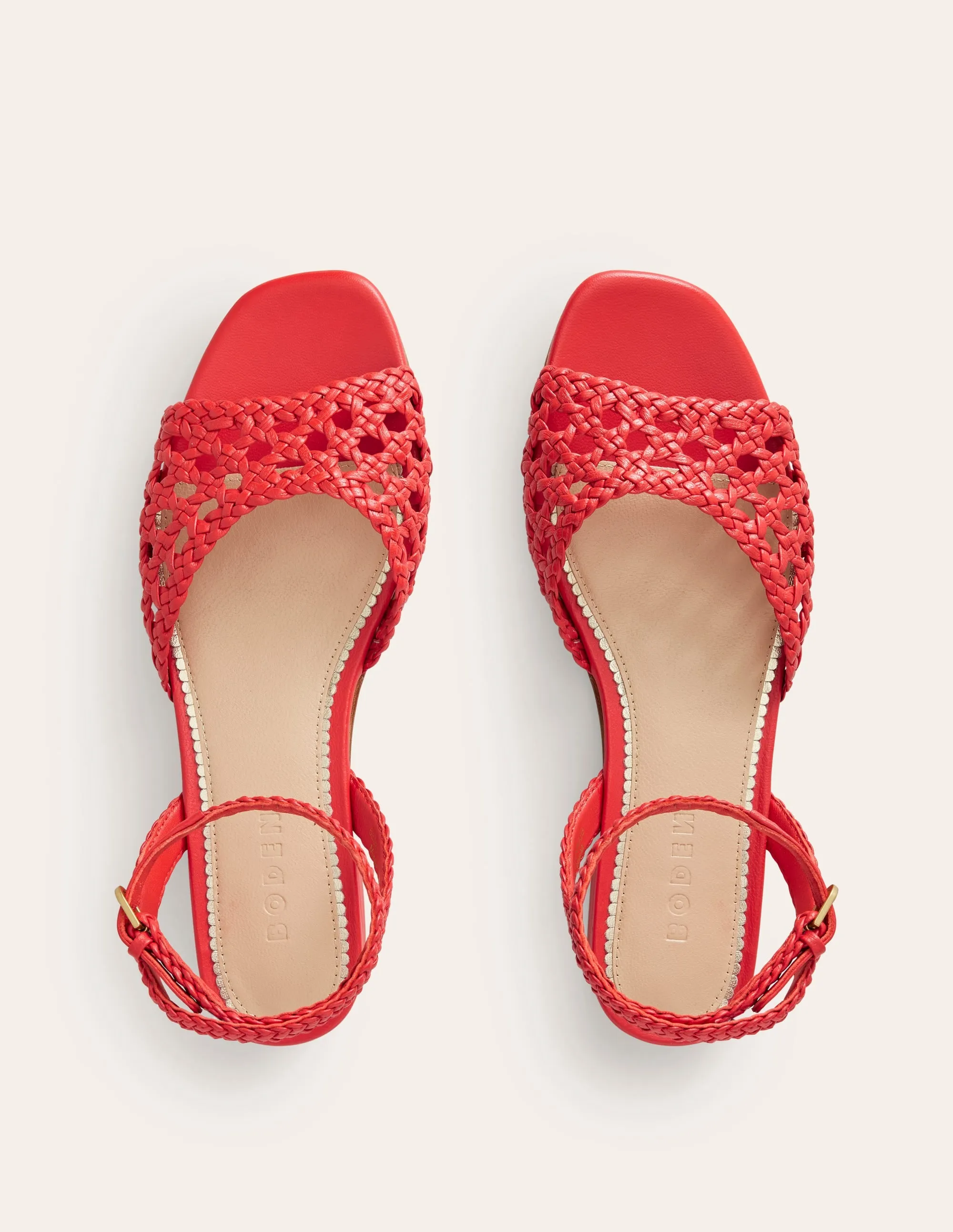 Woven Flat Sandals-Post Box Red