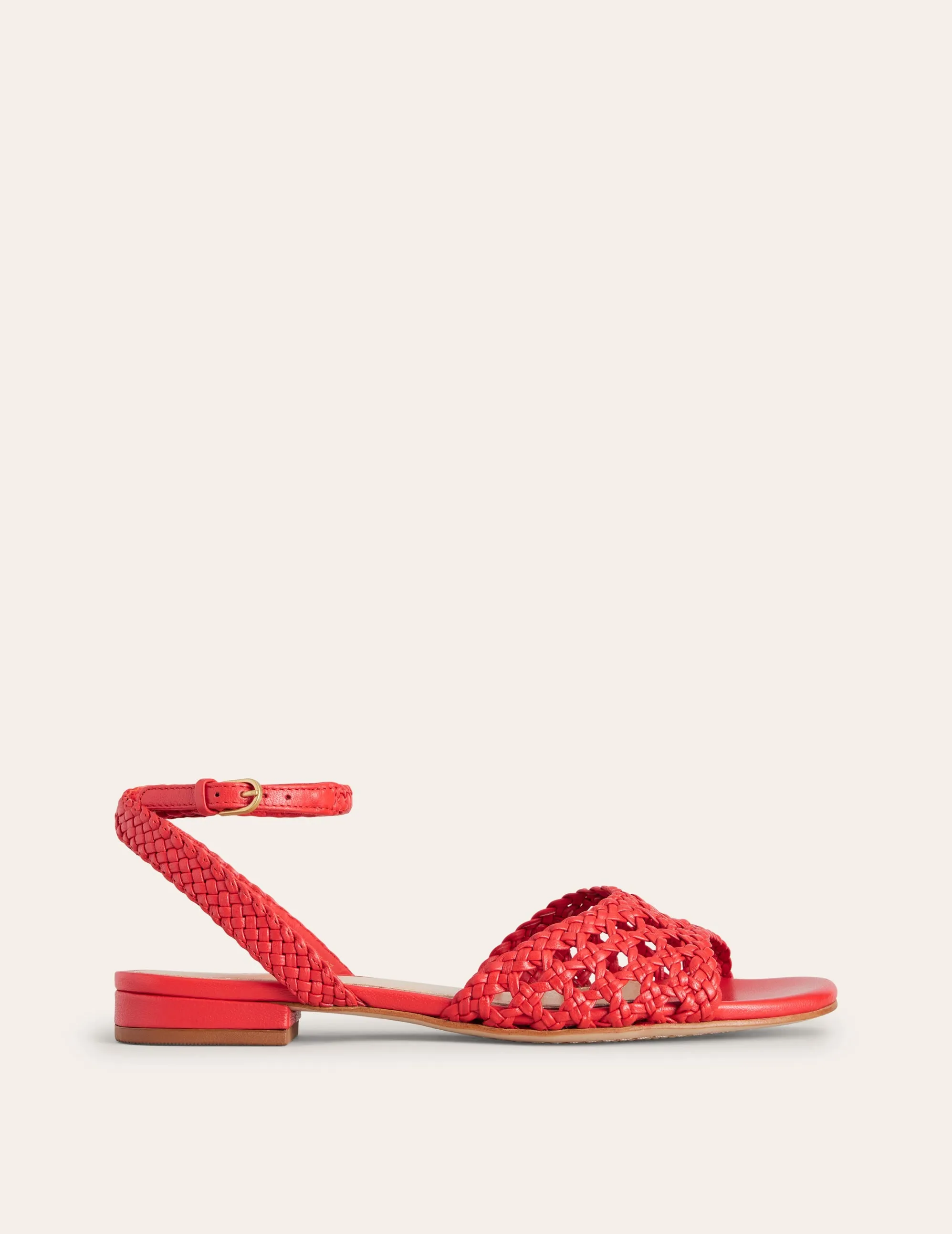 Woven Flat Sandals-Post Box Red