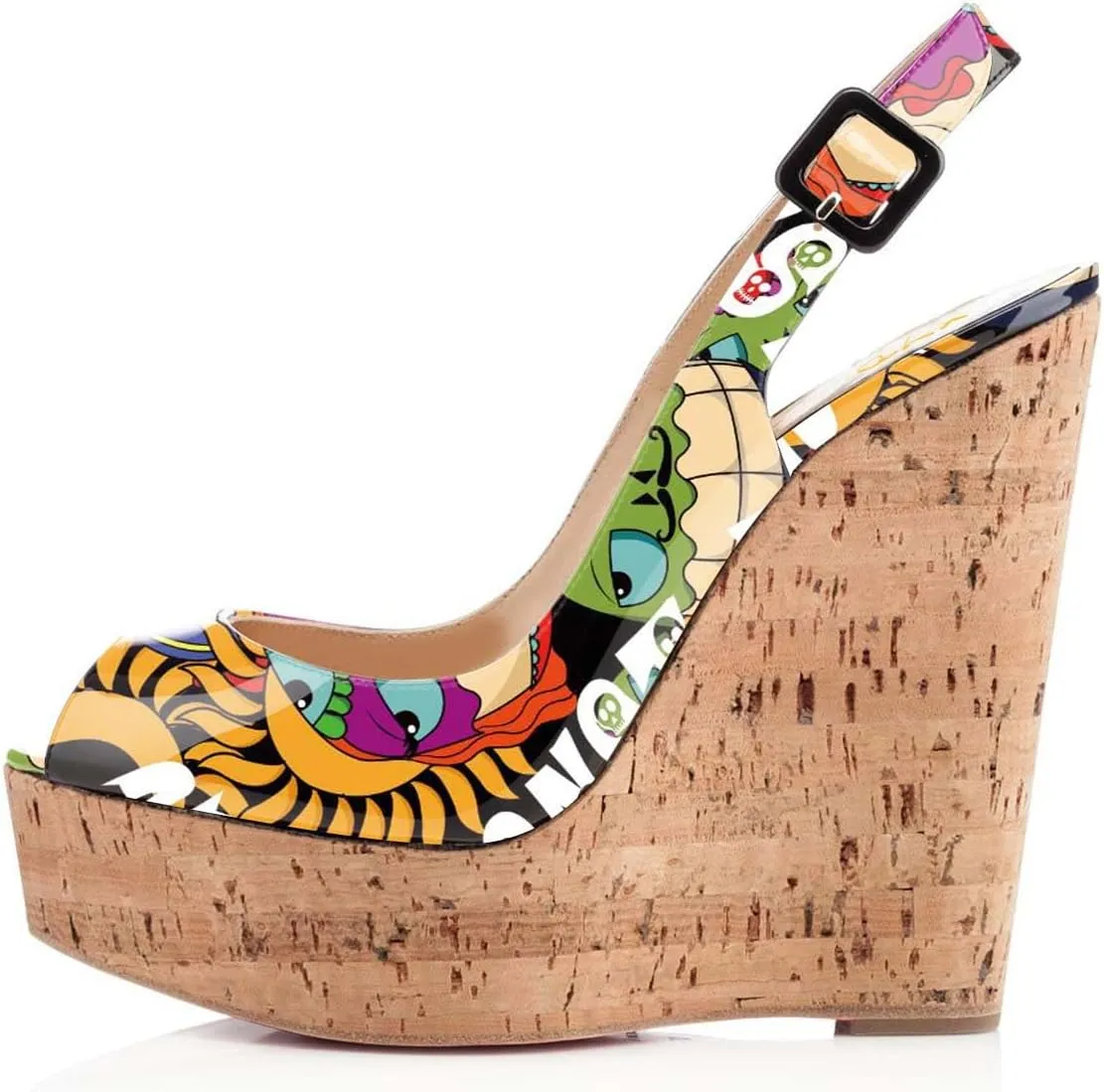 XYD Women Peep Toe Wedge Sandals Platform High Heel Bohemia Resort Slip On Slingback Shoes Size