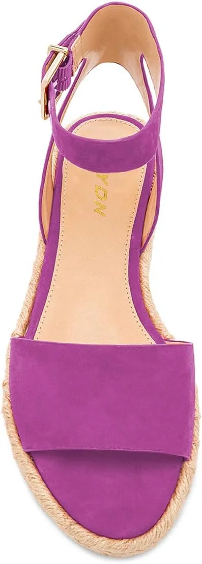 YDN Women Open Toe Ankle Strap Wedge Low Heel Espadrille Sandals Platform Summer Shoes Size 4-15 US