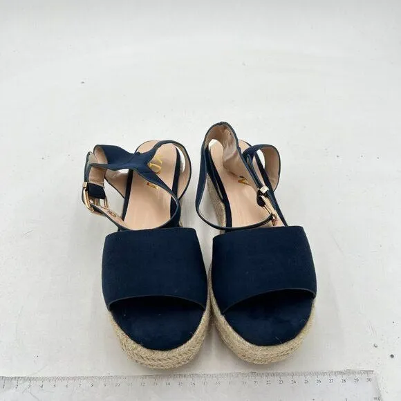 YDN Women Open Toe Ankle Strap Wedge Low Heel Espadrille Sandals Platform Summer